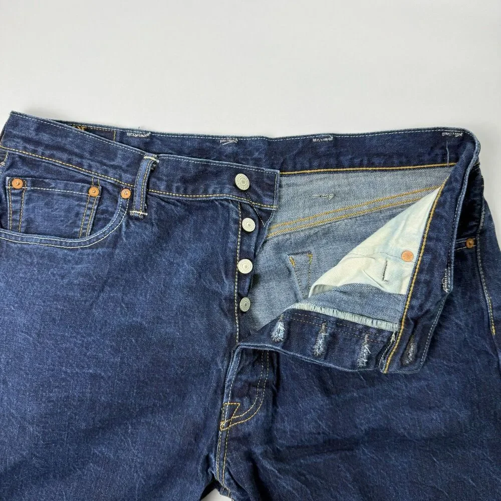Levi’s 501 Straight Leg Jeans Dark Wash Button Fly 38x32